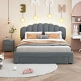 thumbnail image 2 of BTMWAY Queen Bed Frame with Storage, Teddy Fleece Upholstered Platform Bed with Headboard, Wooden Slats and Drawer, Queen Size Bed with USB Charging Ports and LED Light, No Box Spring Needed, Gray, 2 of 10
