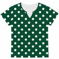thumbnail image 4 of FRSASU Womens T Shirts Short Sleeve V Neck Polka Dot Printed Basic Tees Soft Casual Loose Fit Summer Fashion Tops Army Green, 4 of 6