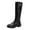 Black, variant on Fesfesfes Riding Boots For Women Mid Heel Shoes Zip Fringe Belt Buckle Knee High Retro Cowboy US:7.5(40)