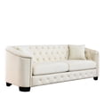 thumbnail image 3 of 3-Seater Beige Velvet Sofa with Decorative Nailhead Trim | Stylish Addition to Living Spaces, 3 of 6
