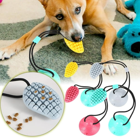 Riforla Pet Toy Suction Cup Pull Rope Dog Teething Leaking Toy Pet Teeth Cleaning Educational Interactive Chewing and Gnawing Leaking Food Maker Helps Dog Teeth Pet Toys A 11X8cm