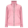 thumbnail image 3 of Zedker Hoodies for Women Full Zip Up Long Sleeve Hooded Sweatshirt Casual Coat, Plus Size Pink L, 3 of 4