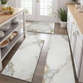 thumbnail image 2 of White Gold Marble Pattern Kitchen Rugs Sets Of 3,Kitchen Runner Rugs Non Skid Washable,Decorative Kitchen Floor Mats for Kitchen,Sink,Laundry,17"x30"+ 17"x47" + 17"x59", 2 of 6