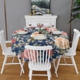 thumbnail image 2 of Pioneer Flower Floral Print Pattern Round Tablecloth 60"x60",Wrinkle Wipeable Table Cloth for Kitchen Dining Room Picnic Patio Party, 2 of 6