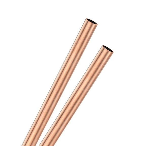 Uxcell 2-Pack Copper Round Tube, 7mm OD 0.5mm Thick 200mm Length Straight Pipe Tubing for Construction/Machining/DIY Crafting, Metal Straight Pipe