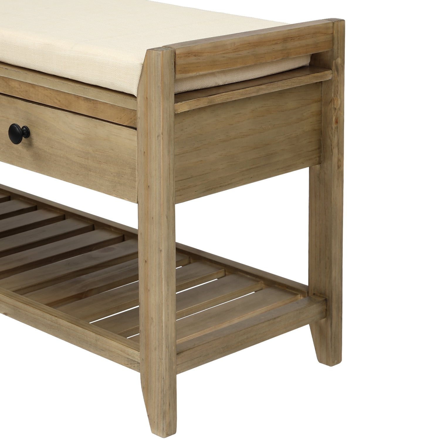 Harper & Bright Designs Shoe Rack with Cushioned Seat and Drawers, Multipurpose Entryway Storage Bench, Gray Wash