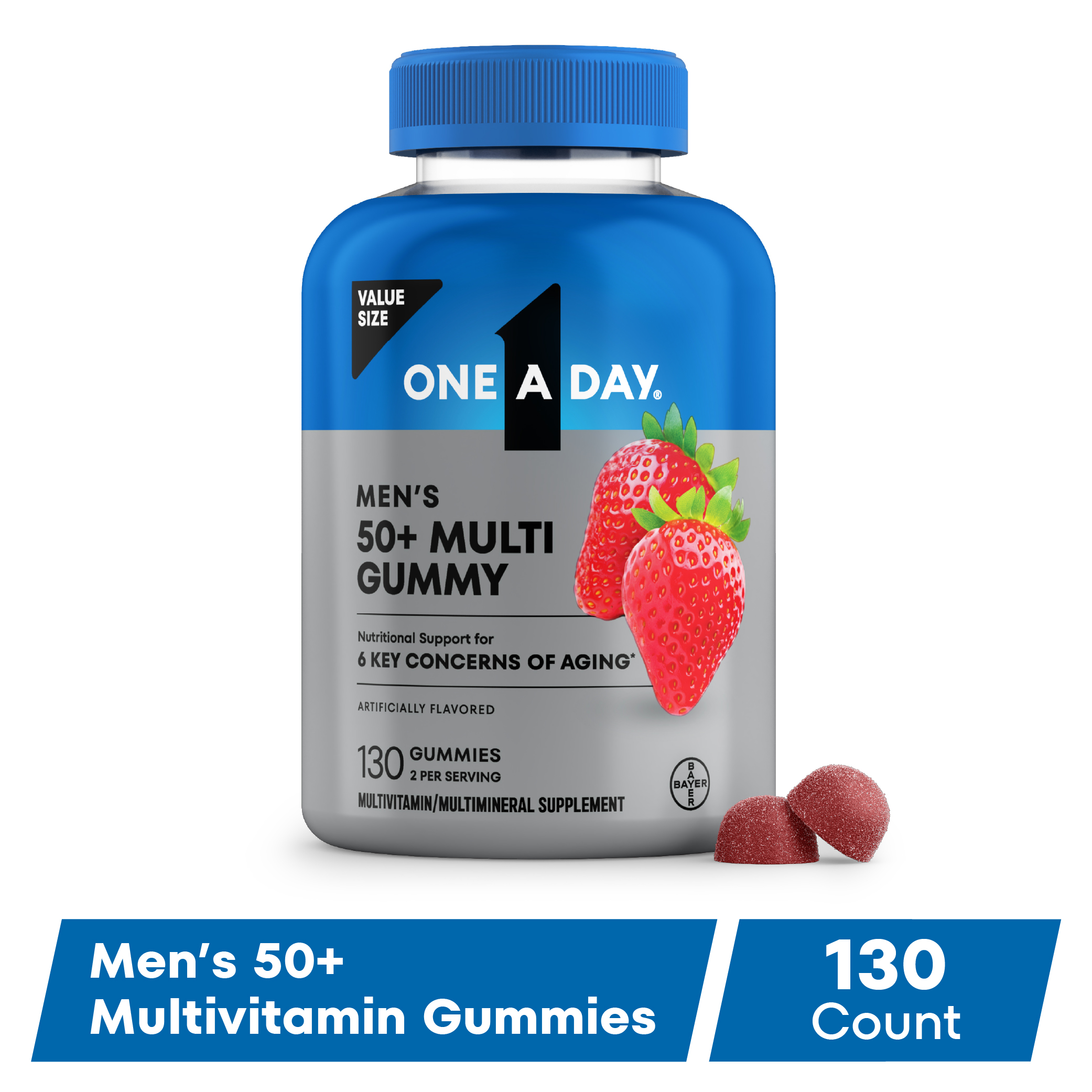 One A Day 50+ Vitamins for Men Gummies, Healthy Muscle Function & Immune Support, 130 Count