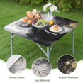 thumbnail image 4 of Gray Black Gold Marble Pattern Square Fitted Tablecloth with Elastic Edge,Square Table Cover,Washable Elastic Table Cover for Home Kitchen Party Decor 36"x36", 4 of 6