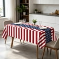 thumbnail image 4 of Cififendec Independence Day Tablecloth, 55.12"×35.43", Red White Blue Stripe & Star Block Print Cover for America 250th Anniversary, 4th of July and BBQ Parties, 4 of 5