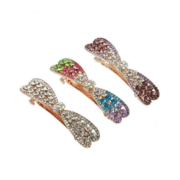 Vocoste Hair Barrettes for Women Hair Clips Sparkly Hairpin White Multicolor Purple 3 Pcs