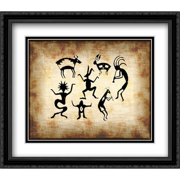Petroglyph I 2x Matted 28x22 Large Black Ornate Framed Art Print by Whitefeather