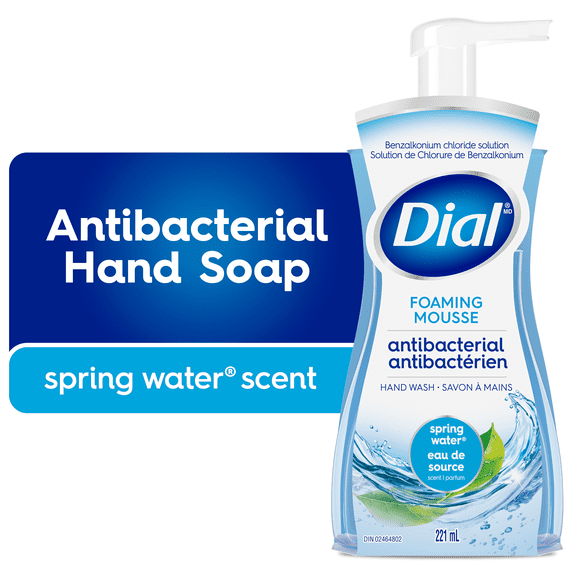 Dial Antibacterial Foaming Hand Wash, Spring Water Scent, 221ml, Dermatologist Tested, pH Balanced, Free from Silicones, Parabens, Phthalates, SLES/SLS