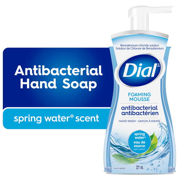 Dial Antibacterial Foaming Hand Wash, Spring Water Scent, 221ml, Dermatologist Tested, pH Balanced, Free from Silicones, Parabens, Phthalates, SLES/SLS