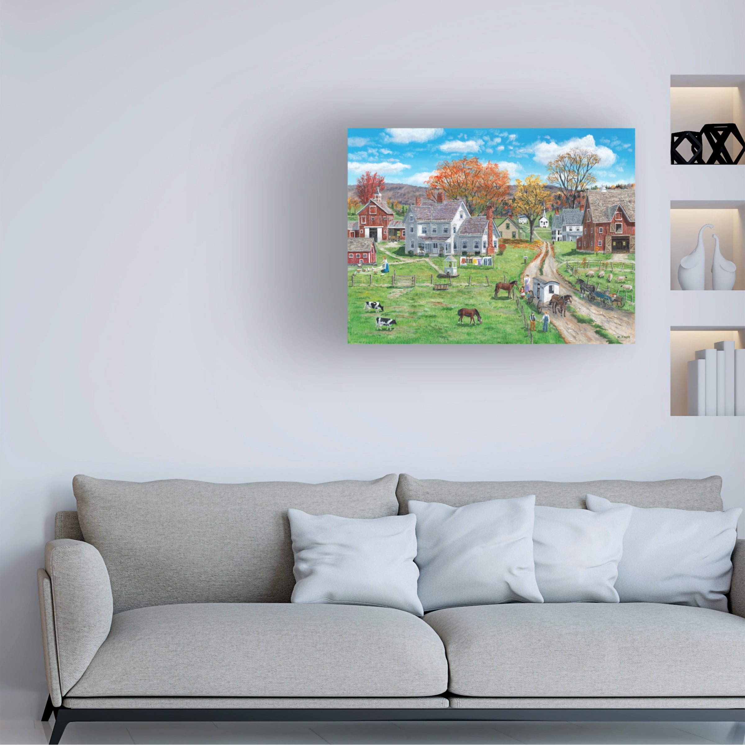 Canvas Wall Art - Bob Fair 'Autumn Neighbors' Wall Art for Living Room, Bedroom, or Office DÃ©cor by Trademark Fine Art - 32 x 24 Inches