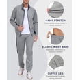 thumbnail image 4 of Little Donkey Andy Men's 2 Piece Full Zip Tracksuit Set, 4 Way Stretch Color Block Athletic Outfit with Multi Zipper Pockets, Cuffed Jogger Pants for Gym Workout Running, Light Grey L, 4 of 8