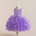 thumbnail image 3 of Girls Tutu-Dresses Size 2-8 Toddlers Kids Cute Sleeveless Crewneck Solid A-Line High Waisted Bowknot Layered Flower Girl Prom Dress, 3 of 8