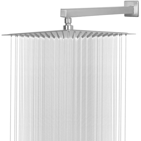 Rain Shower Head With Extension Arm 12 Inch Square 16 Large Stainless Steel Rainfall Showerhead Waterfall Full Coverage Easy To Install Brushed Nickel Canada Rain Shower Head With Extension Arm 12, 12 Shower Arm