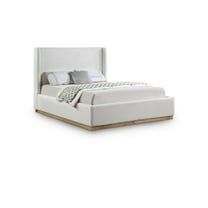 Meridian Furniture Flynn Cream Linen Textured Fabric King Bed