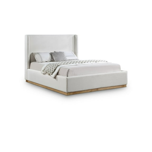 Meridian Furniture Flynn Cream Linen Textured Fabric King Bed