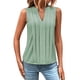 thumbnail image 1 of Top sin mangas con cuello en V y pliegues para mujer, poliéster-spandex, tallas S-XXL, elegante/casual, bloques de color, 1 of 5