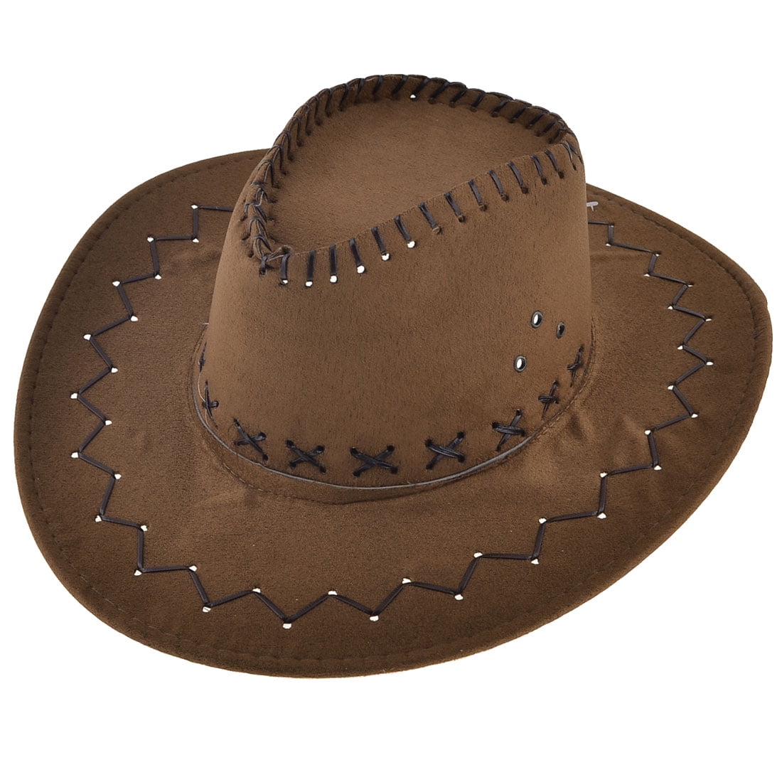 Unique Bargains Mens Adjustable Chin Strap Faux Suede Hunting Cowboy