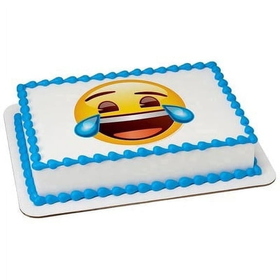 Emoji Tears of Joy Edible Icing Image Cake Topper, by Tnct.