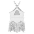 thumbnail image 4 of Alvivi Girls Sparkle Latin Dance Fringe Dress Kids Ballet Jazz Chacha Tango Rumba Dancewear Silver 16, 4 of 5