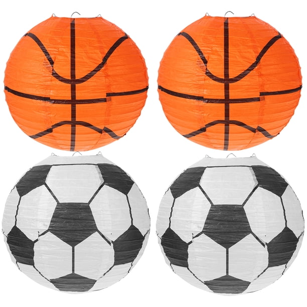 KAKOWELY 1 juego de linternas colgantes de papel con temática de fiesta deportiva, decoración novedosa de fútbol y baloncesto.