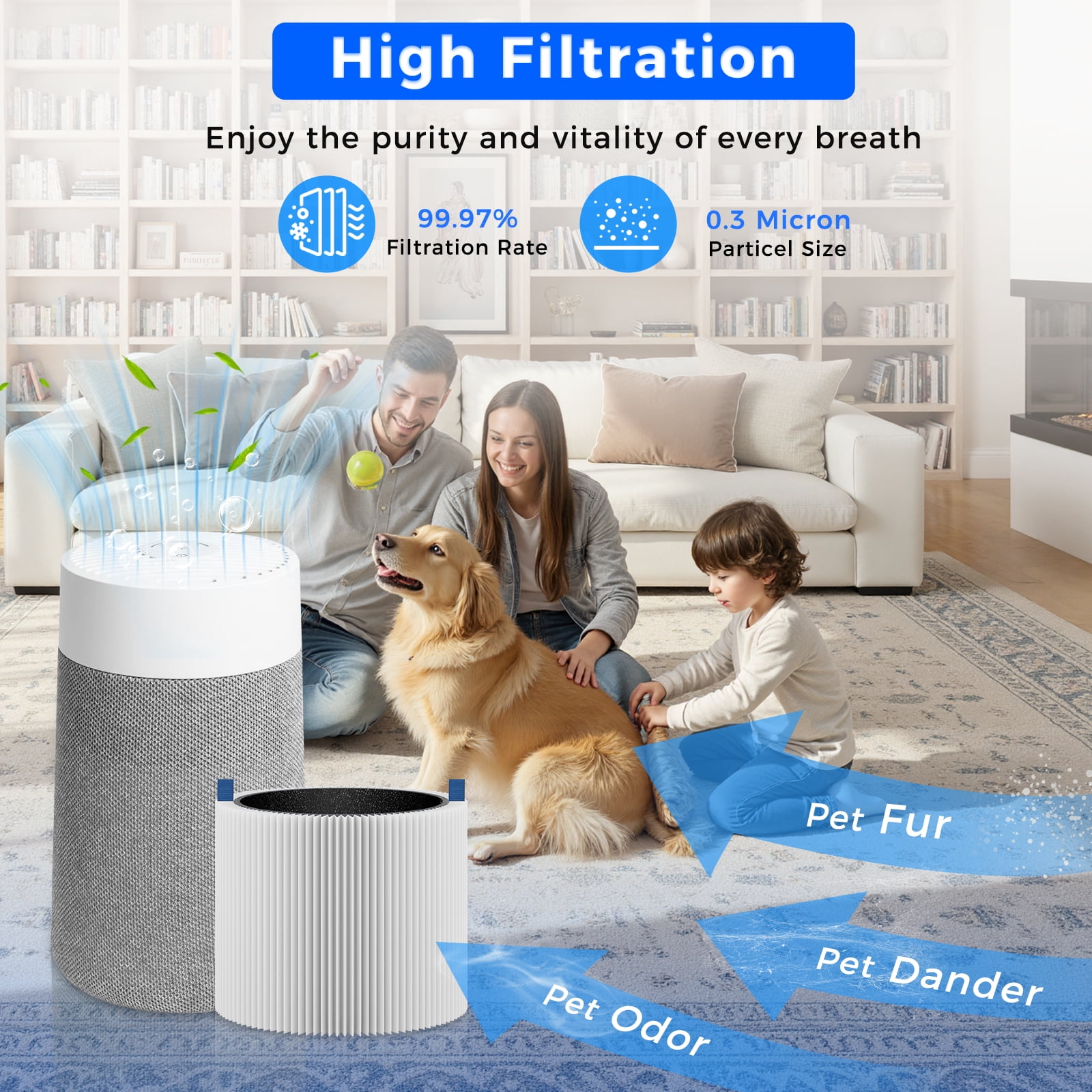 4 Pack Mini Max Replacement Filter Compatible with Blue Pure Mini Max Air Purifiers, H13 True HEPA with Pre-Filter & Activated Carbon, FMINI Filter for Blue Pure Mini Max Air Purifier (4 Filters)