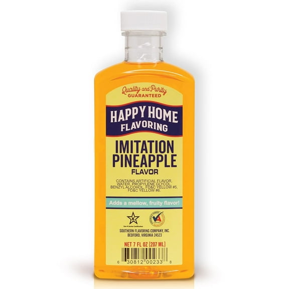 Happy Home Imitation Pineapple Flavoring, Certified Kosher, 7 oz.