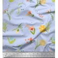 thumbnail image 1 of Soimoi Blue Cotton Jersey Fabric Artistic Leaf & Floral Decor Fabric Printed Yard 58 Inch Wide, 1 of 3