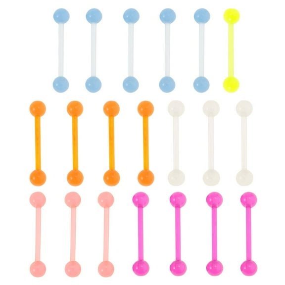 EHJRE 20pcs Colorful Acrylic Barbell Nipple Bar Piercing 1.8mm Jewelry
