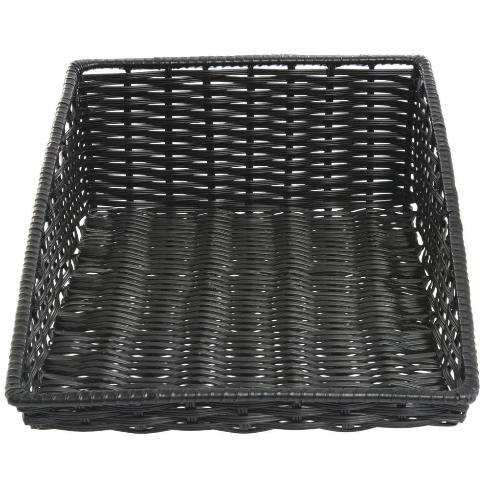 HUBERT Wicker Look Tapered Storage Basket, Rectangular Black- 15 1/2"L x 24"D x 1 1/2" to 7"H