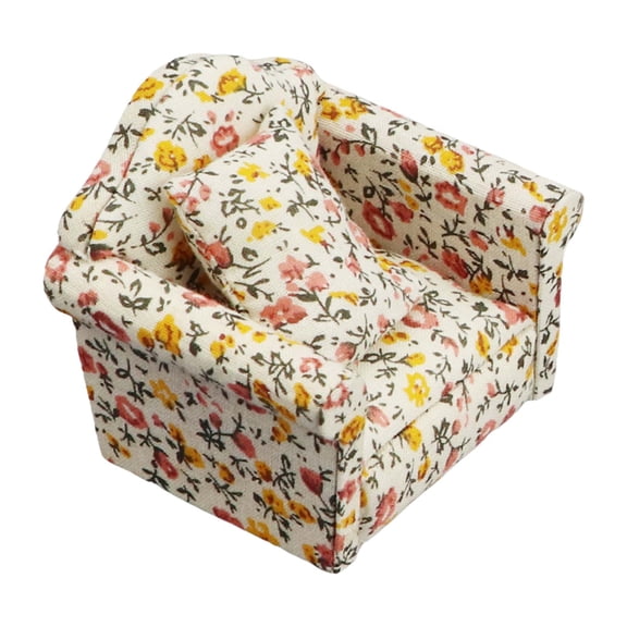 Rural Armchair Sofa Miniature Sofa & Throw Pillow Set Wooden Simulation Furniture Girls Favor Gift