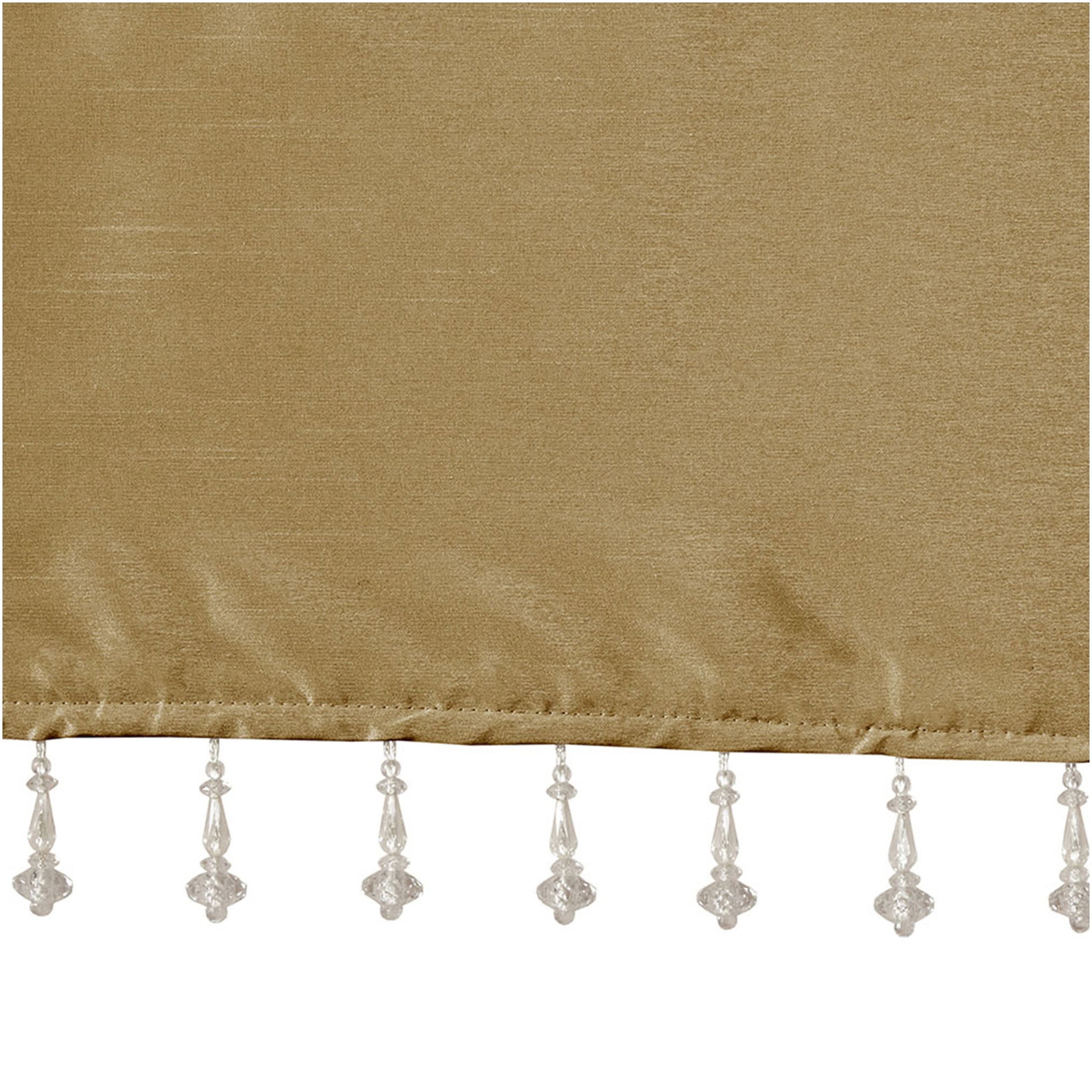 JERFIT Bronze Faux Silk Window Valance with Beaded Trim, 50x26 Inch Lightweight Valance Curtain for Living Room Bedroom