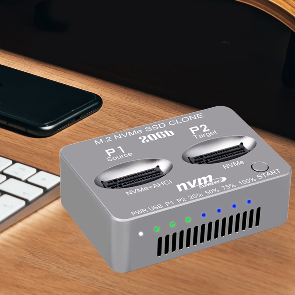Dual-Bay External Hard Disk Box Gen2X 20Gbps M.2 SSD Enclosure M/B M Key Solid Case M.3 NVME PCI-E