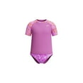 thumbnail image 1 of Speedo Girl's UV Protection Short Sleeve Rashguard Set - Neon Violet, Size 12, 1 of 4
