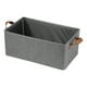 thumbnail image 2 of Caja organizadora de tela con asas | Cesta de estante para armario de tejido no tejido | Cartón reforzado | Resistente a manchas para hogar, oficina y cajones | 18.5 x 11 x 7.9 in | Gris | 1 unidad, 2 of 9