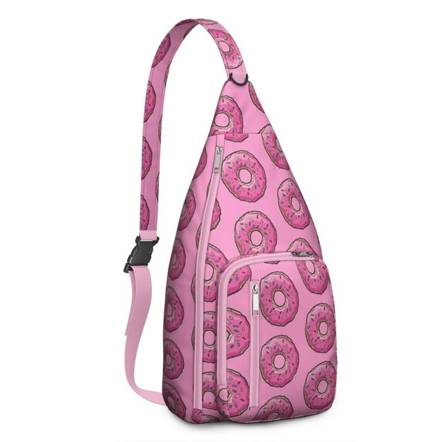 Donut Time Sling Backpack – Sweet Treats Pattern Shoulder Bag, Compact Anti-Theft Pack for Commuters