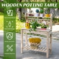 thumbnail image 3 of Outsunny Outdoor Potting Bench Table, Wooden Workstation with Sliding Tabletop, Storage Shelf and Dry Sink, for Greenhouse, Garden, Patio, Natural, 3 of 9