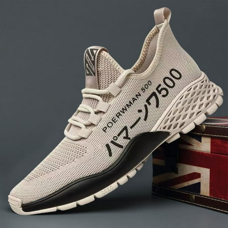 

Men s Walking Shoes Sneakers Heightening Grid Knitting Loafers Flats for Mountain Climbing Camping 41 Khaki 500