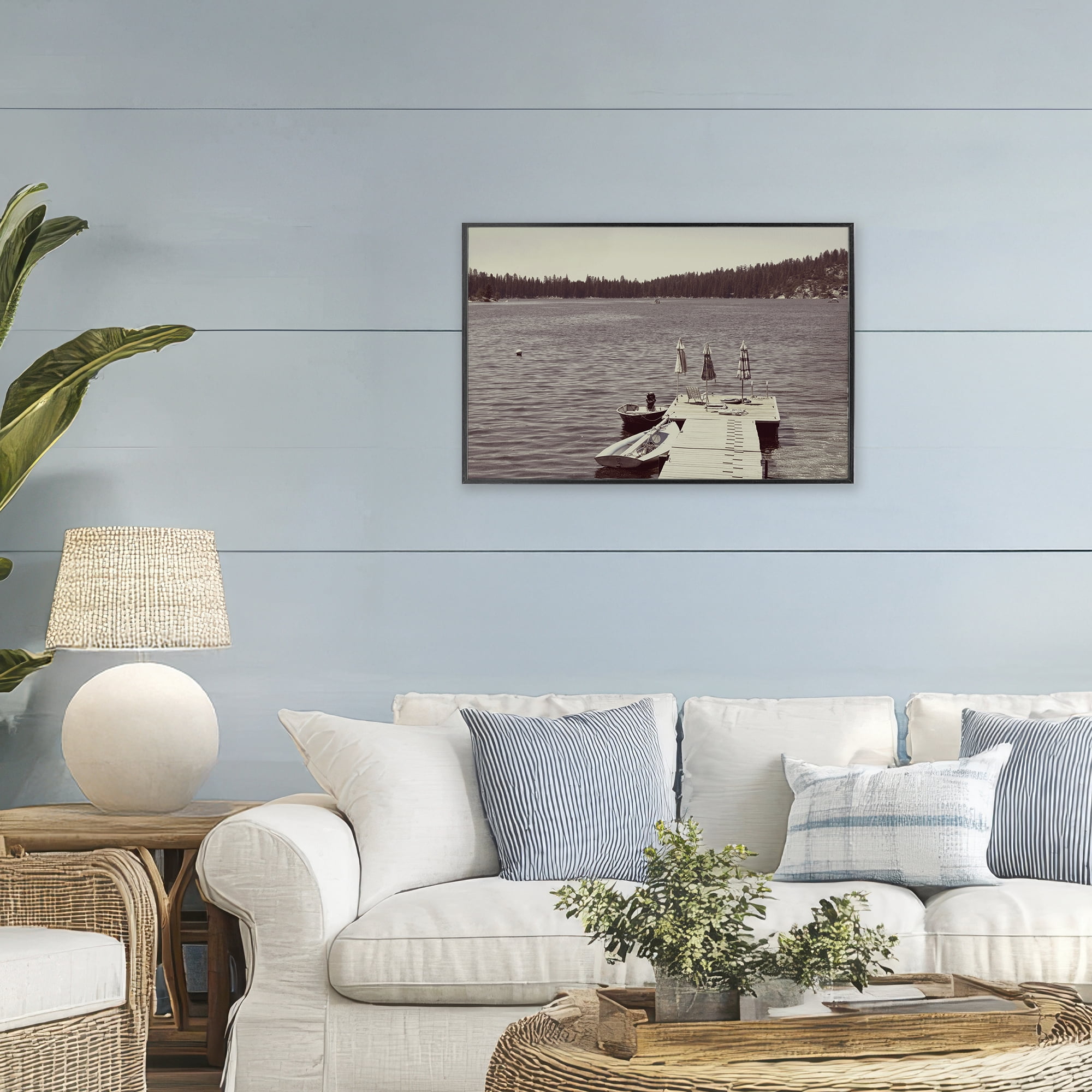 Stupell Industries Vintage Lake Life Dock Black Framed Giclee Art, design by Gemma Bardot
