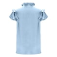 thumbnail image 7 of Xuyuer Womens Dressy Casual Topss Double Layered Ruffle Cap Short Sleeve V Neck Shirts Elegant Business Work Trendy Cute Blouse, 7 of 7