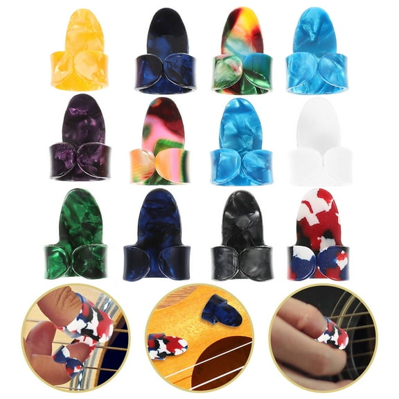WEUVEB Guitar Finger Picks For Electric Guitar 12-Pcs Nylon Finger Protection Performance
