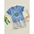 thumbnail image 3 of Suealasg Toddler Baby Boys Easter 2Pcs Clothes 6M 1T 2T 3T Kids Boys Summer Casual Shorts Sets Short Sleeve Bunny Print T-shirt Tops+ Elastic Waist Floral Print Shorts, 3 of 9