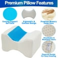 thumbnail image 2 of Orthopedic Cooling Gel & Memory Foam Knee Pillow - Ergonomic Leg Support Wedge, Lumbar & Spine Alignment for Side Sleepers & Pain Relief - Washable Soft Cover, 2 of 7
