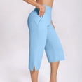 thumbnail image 6 of Women's Mid Waist Faux Two-Piece Yoga Shorts, Tummy Control Sport Shorts with Side Zip Pockets, Quick-Dry Compression Fit for Running, Gym, Workout, Casual Summer | TruBelle,Sky Blue XL, 6 of 9