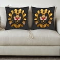 thumbnail image 3 of Elegant 18x18in Throw Pillow Covers Set of 2 - Black Background with Intricate Gold & Pink Floral Design Perfect for Couch Bed Car, 3 of 8