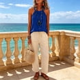 thumbnail image 3 of cocolona Summer Halter Tank Tops for Women Sleeveless Button Pleated Shirts Casual Trendy Solid Color Blouses, 3 of 5