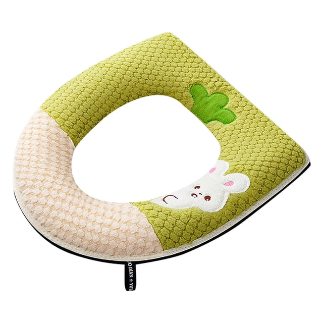 Toilet Seat Cover, Adhesive Buckle Rabbit Cushion with Handle for Standard Toilet Seats